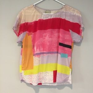Color block silk top